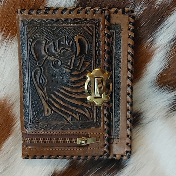 Vintage Mexico Tooled Leather Wallet - Picture 1 of 10